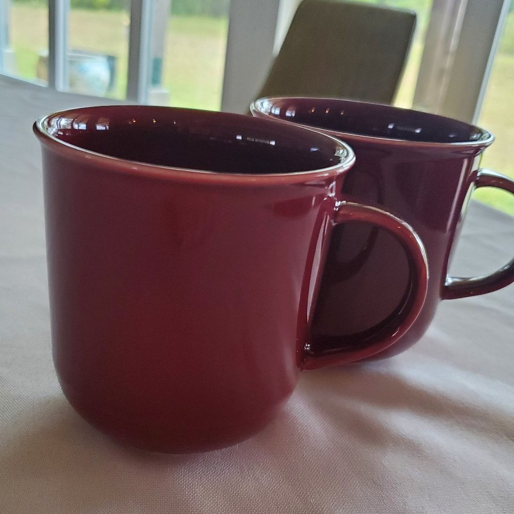 2 Nancy Calhoun Solid Color Raspberry Coffee Mugs Stoneware